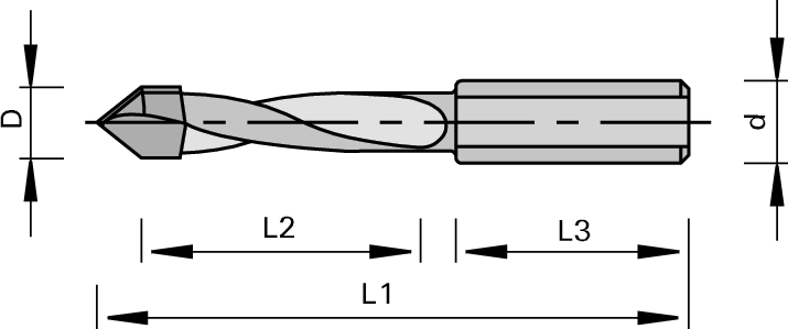 Tungsten Carbide 4 Flute 70mm V-Point Drill Bit